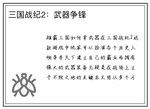 三国战纪2：武器争锋